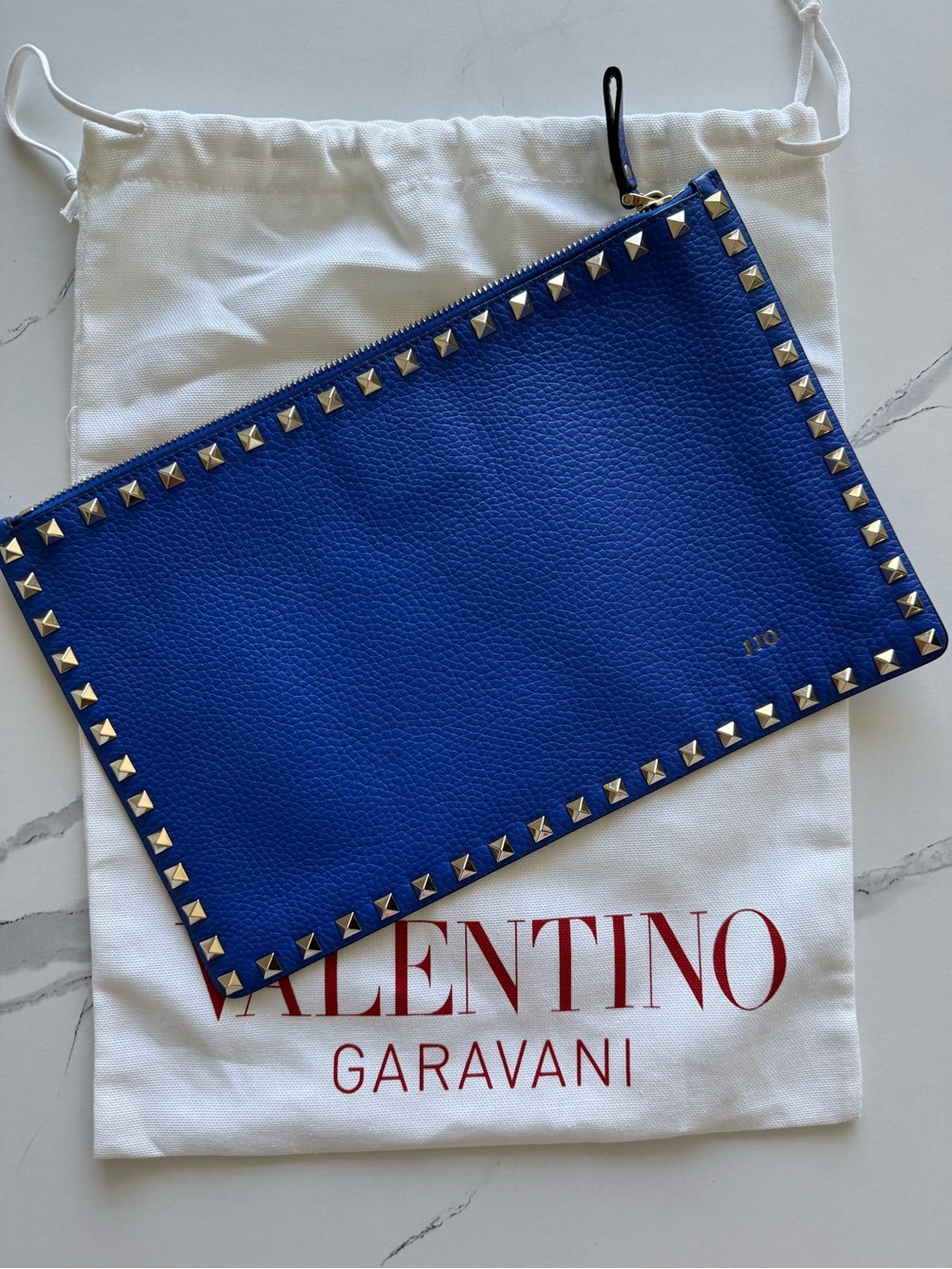 Valentino Garavani Electric Blue Rockstud Leather Clutch
